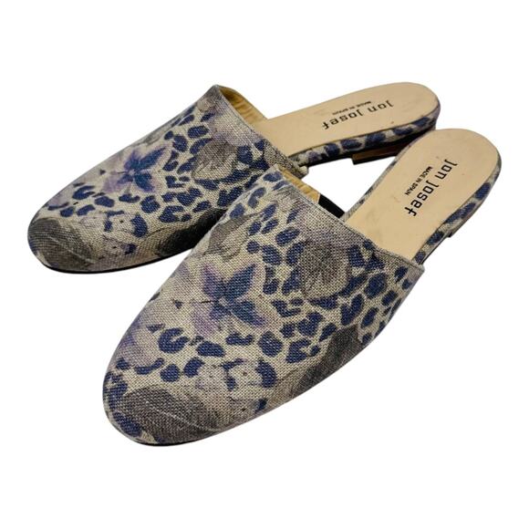 Jon Josef Floral Printed Slip‑On Mule Canvas Summer Flat Round Toe Size 9.5M - Picture 1 of 11